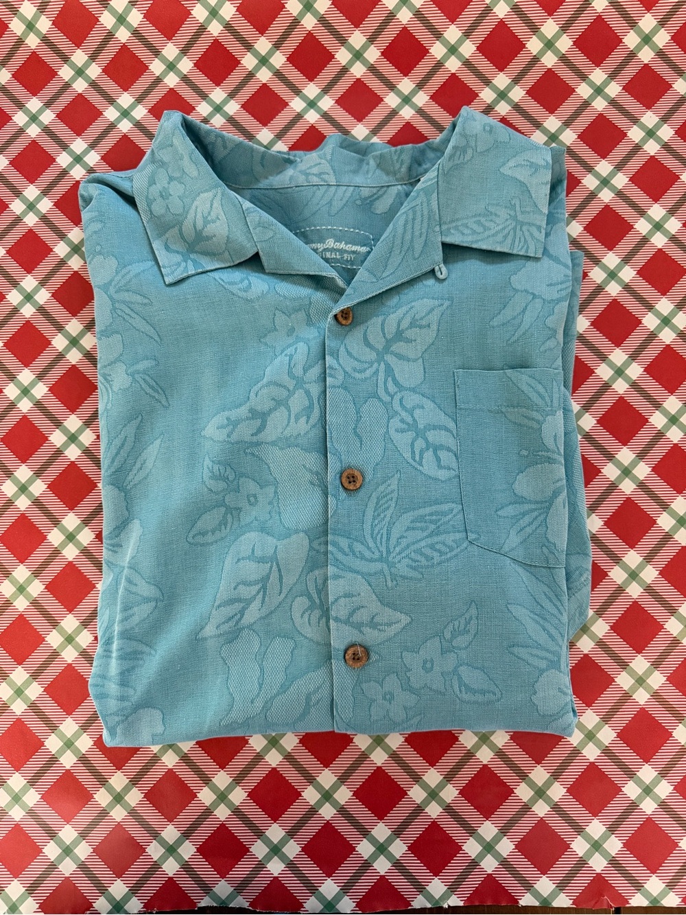 Tommy Bahama Teal Floral Camp XL Shirt